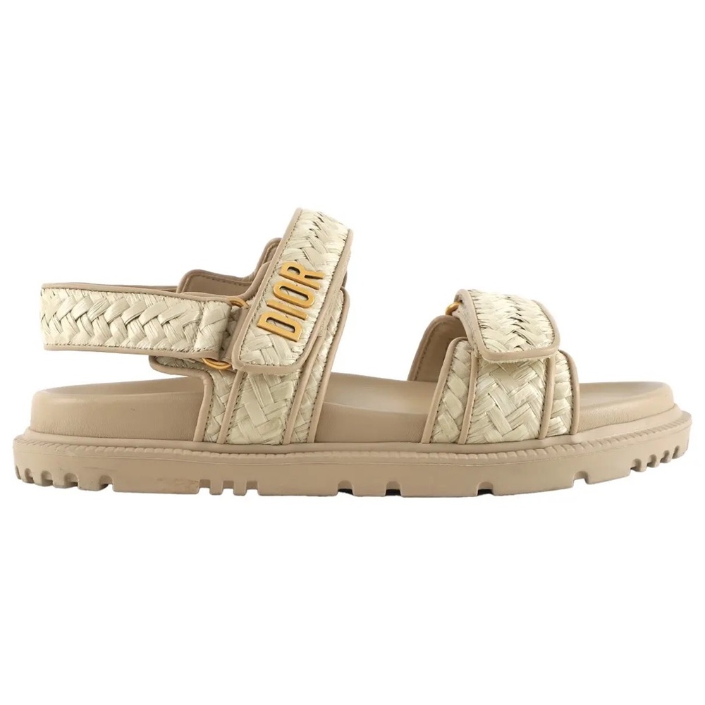 DIOR raffia sandals gold logo - Picture 11 of 13